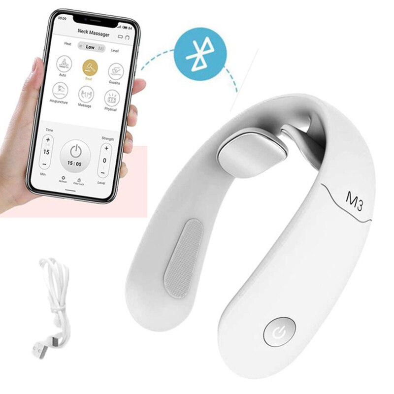 6 Head Neck Massager Smart Massager With Heating Electric Cervical Vertebra Pain Relief Tool Neck Back Relaxtion Health Care: D1 2head White