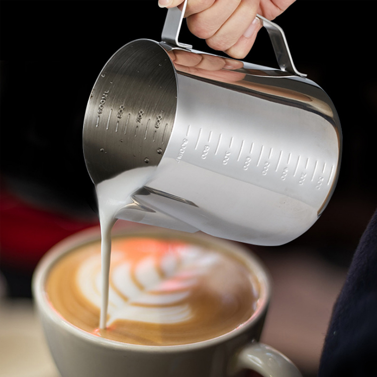 Barista herramientas Latte Art útil pluma de lujo Utilidades domésticas Para Cozinha flor taza café leche burbuja tarro escala 600ml