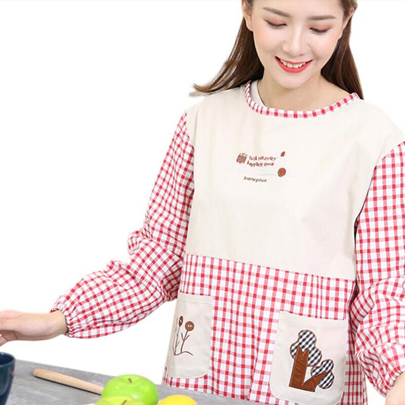 Lange Mouwen Schort Thuis Keuken Chef Schorten Restaurant Koken Bakken Jurk Mode Schort Met Zakken