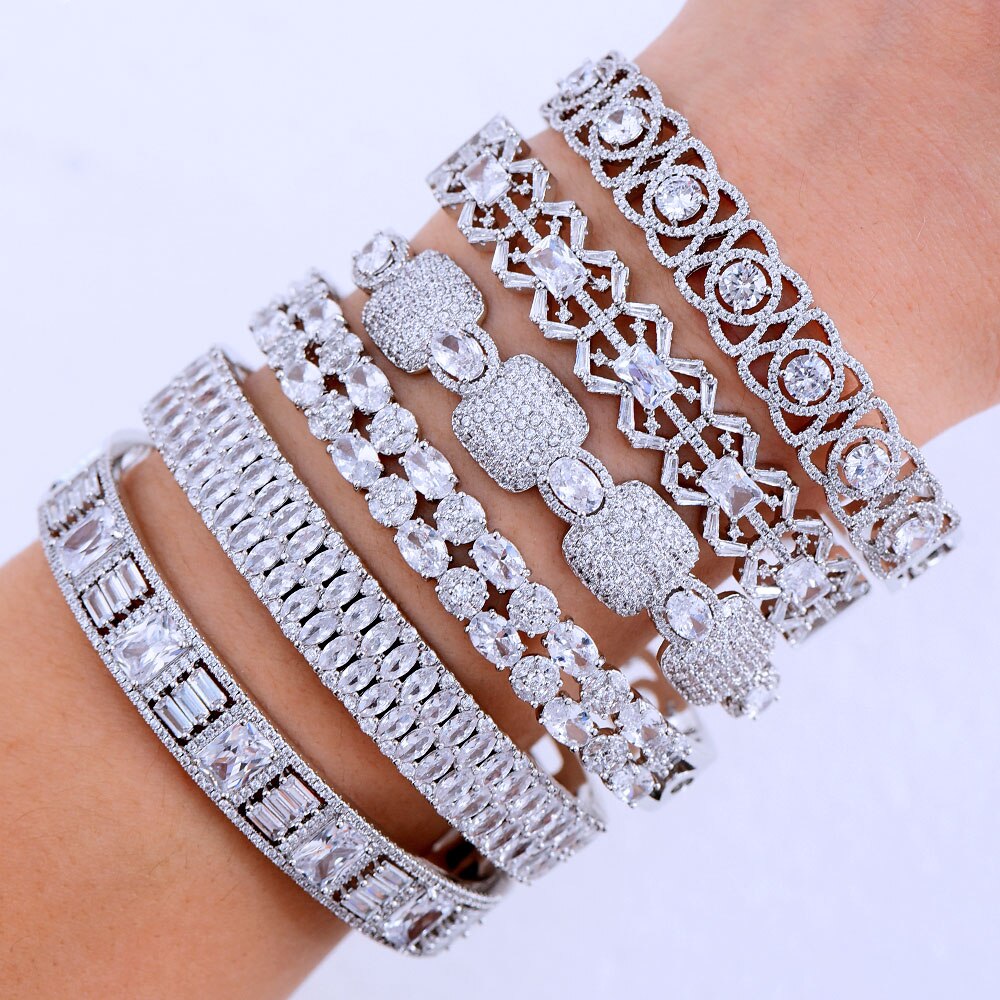 GODKI Luxury Stackable Cuff Bangles For Women Wedding Full AAA Cubic Zircon Crystal CZ Dubai Bridal Bracelets Party Jewelry