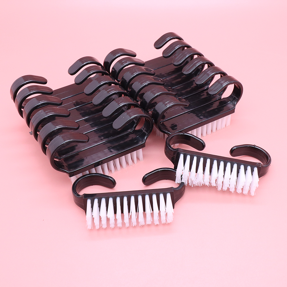 50/100pcs Nail Brushes Solid Black Mini Goat Horn Scrubber Soft Remove Dust Plastic Manicure Pedicure Nail Art Cleaning Brush