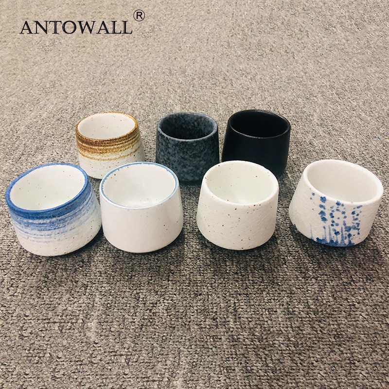 1Pcs Antowall Keramische Kopje Thee Handgemaakte Effen Kleur Thee Water Cup Steen Kleur Drinkware Matt Koffie Cup