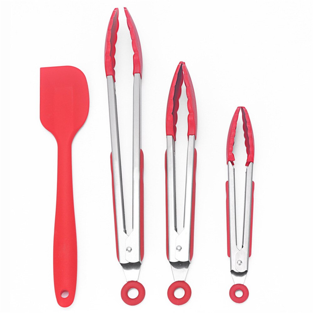 Stainless steel Silicone Kitchen Tongs Clip Salad Bread Cooking Food Serving Tongs Restaurant Food Folder Kitchen Tools