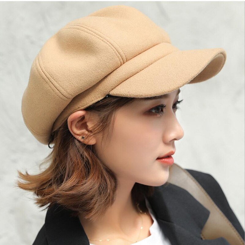 Newsboy Caps Women Newsboy Gatsby Cap Octagonal Baker Peaked Beret Driving Hat Female Sunscreen Hats Painter Tour cap: Yellow
