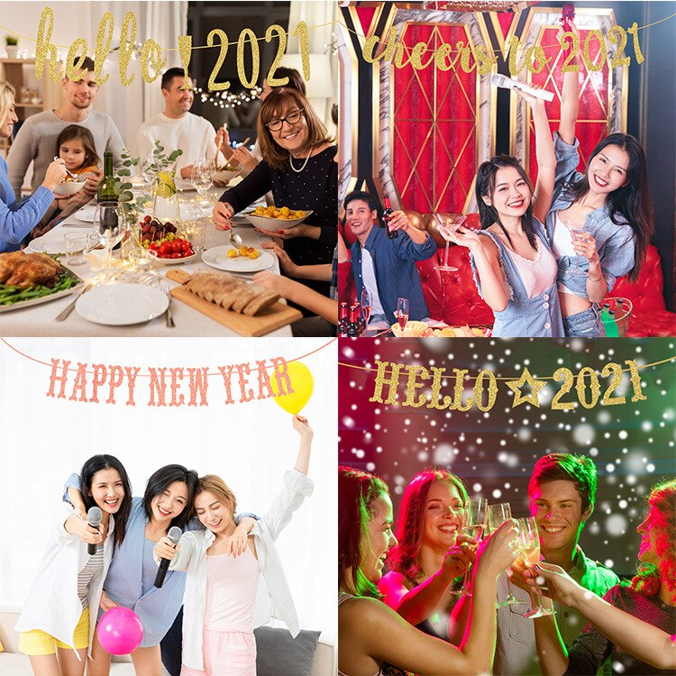 Happy Year Merry Christmas Banner Paper Garland Bunting Christmas Party Year Home Hanging Flags Decoration