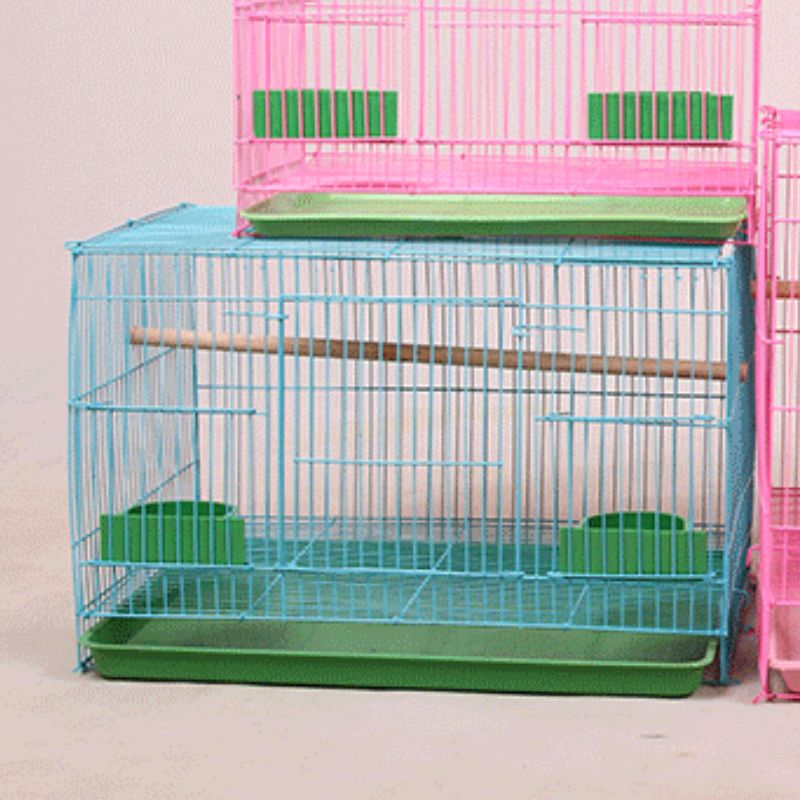 Wire Rectangular Small Cage for Small Birds and Canaries Rekord Equipped with Bird Standing Stick and 2 Semicircular Feeders