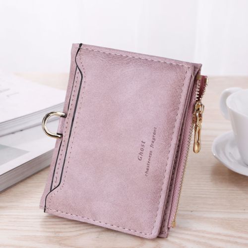 Kvinder lille pung dame kort solid møntlomme pung clutch taske: Lilla