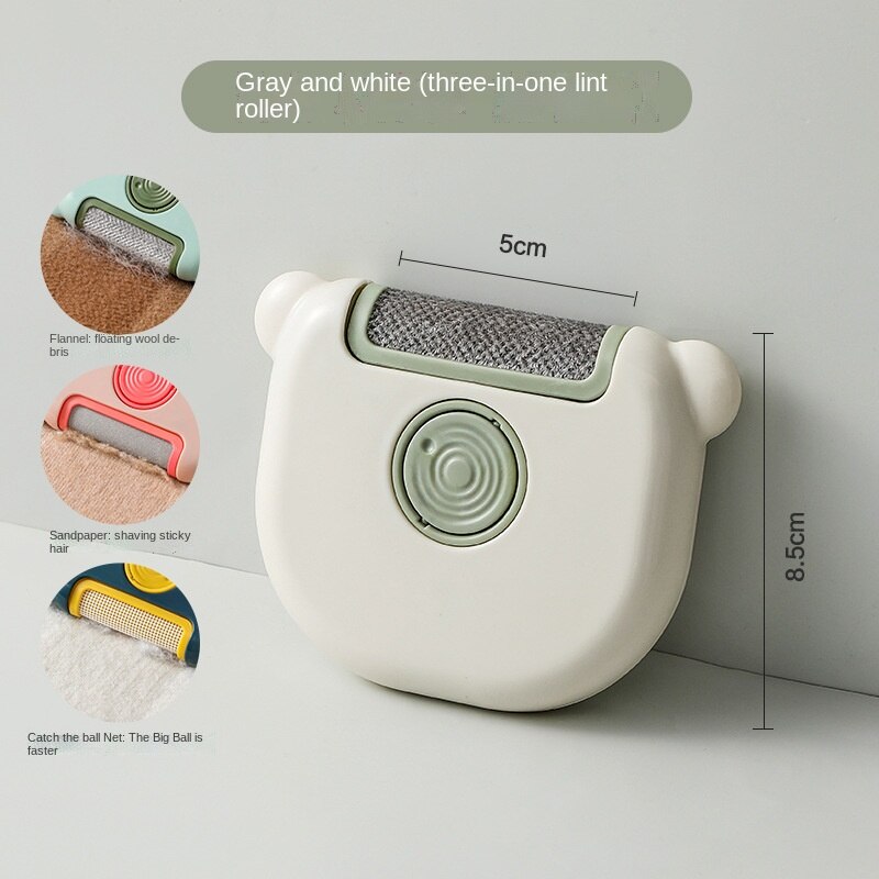 Brosse de nettoyage manuelle multifonction 3 en 1, pour enlever les peluches des vêtements, du tissu, du pull, du manteau, des vêtements: WHITE