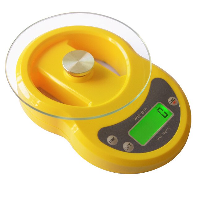 Precisie Lcd Digitale Weegschaal 7Kg 1G Digitale Weegschaal Voor Voedsel Elektronische Keukenweegschaal Met Timer Gewicht Weegschaal voor Koken: Yellow