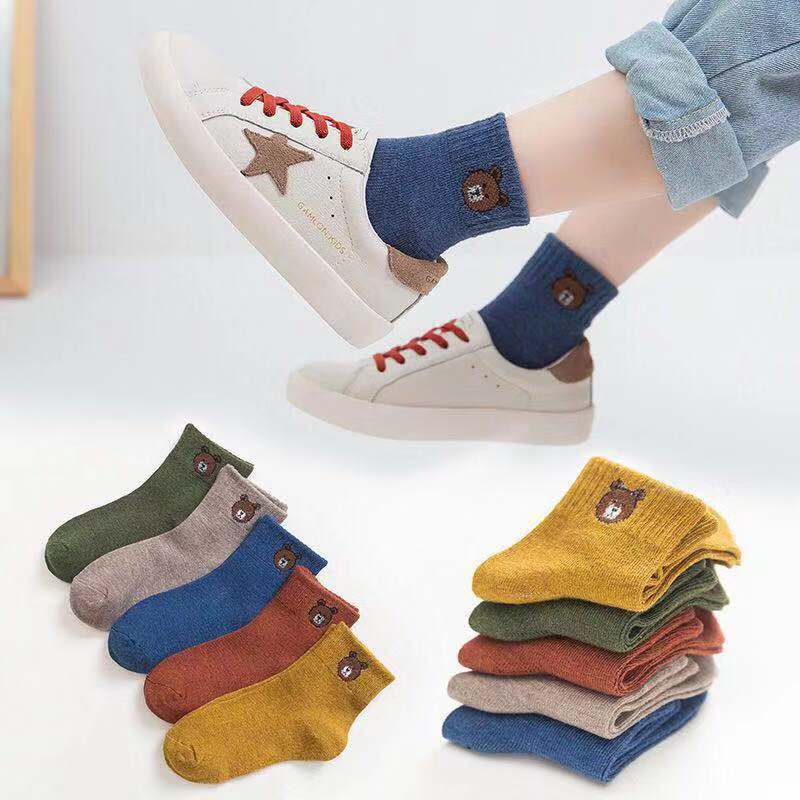 5 stuks/partij kindersokken herfst winter jongen studenten meisjes baby babysokken tube katoenen sokken kindersokken goedkope spullen babysokken