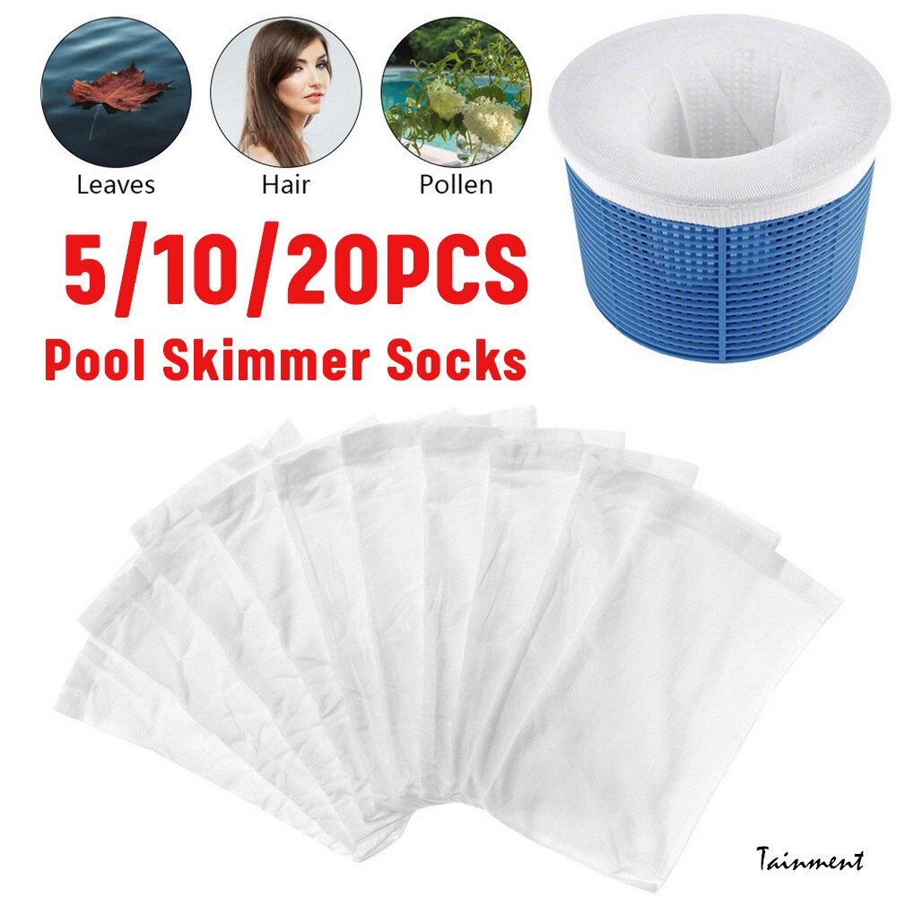 Filtro de piscina de 5/10/15/20 piezas, almacenamiento, Skimmer de piscina, calcetines de ahorro, cesta, manga, malla, pantalla, suministros de piscina