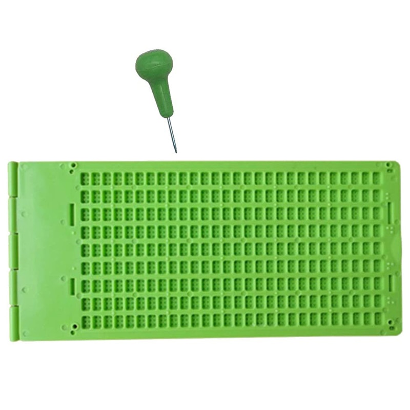 9 linjer 30 celler braille skriveskifer og stylus plast braille skifer kit til blinde: Default Title