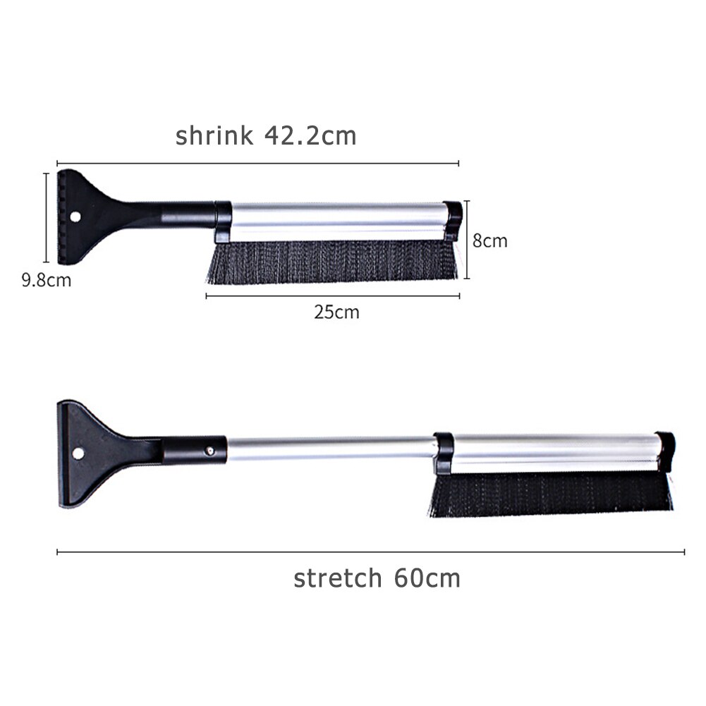 Stainless Steel Handle Snow Shovel Ice Scraper Multi-function Snow Removal Refrigerator Defrosting Shovel Brush Tool: 1pc Silver