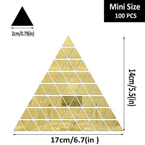 Autocollants muraux en forme de Triangle, 100 pièces, étiquette décorative pour la chambre d'un enfant et le salon, Sticker mural bricolage pièces: 100pcs mini gold