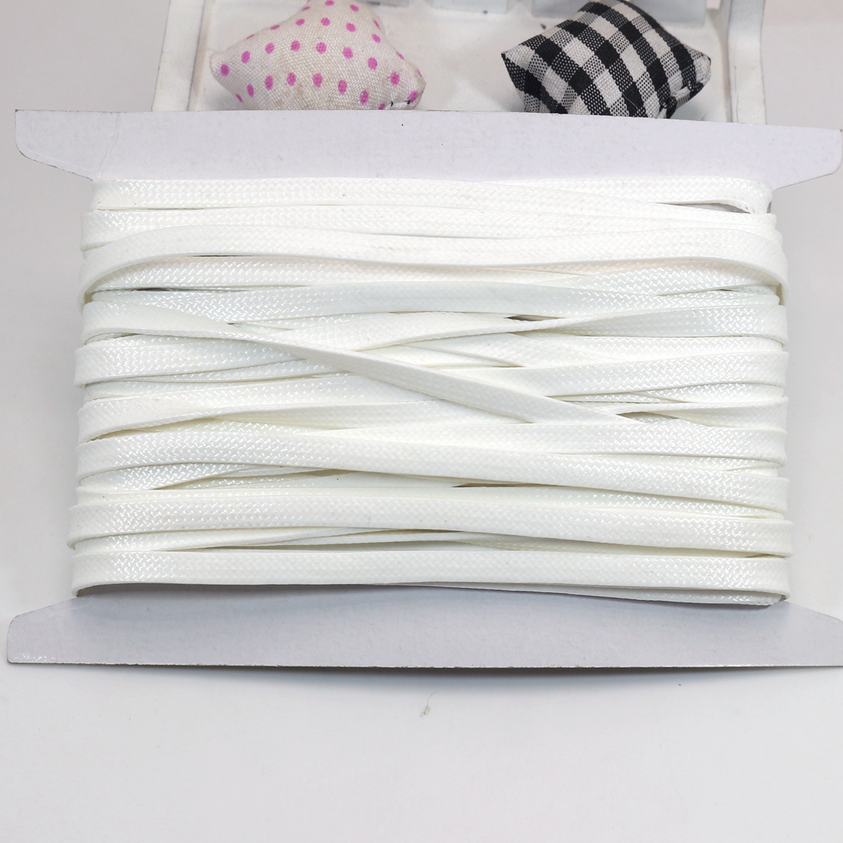 11 Yards FLAT 4mm Korean Waxed Textured Cord Craft Lace String Thread Various: white