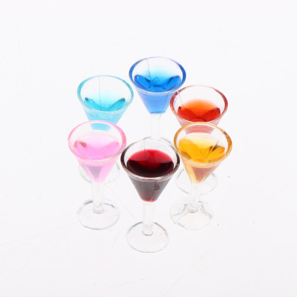 6 Stuks 1:12 Poppenhuis Accessoires-Mini Wijn Bril Cocktail Glazen Drinkglas