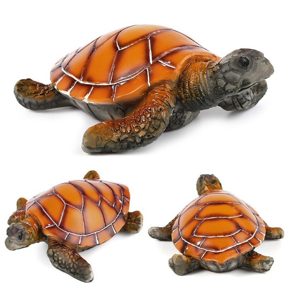 2pcs Resin Tortoise Underwater Aquarium Landscape Ornament Fish Tank Decorative Turtle