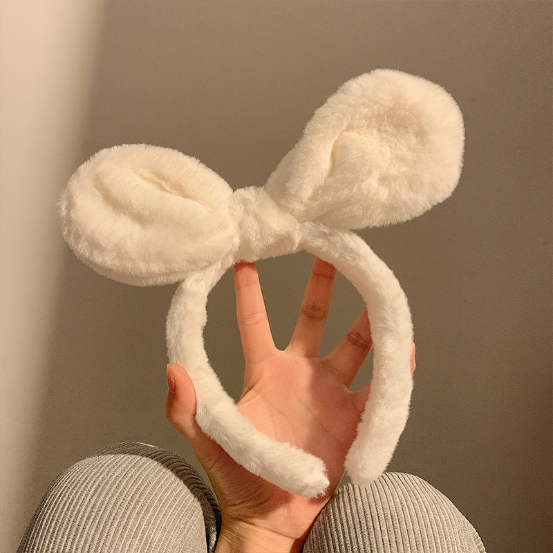 Diadema con Orejas de conejo de dibujos animados para mujer y niña, diadema con Orejas de oso y conejito, banda para el pelo para Cosplay, aro para el pelo de felpa a la , accesorios para el cabello: Gris