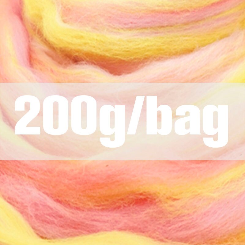 Extra Fijne kleur mengsel Merino Wol roving fiber gebogen wol 50G Perfect in Nat en naaldvilten y16: 200g