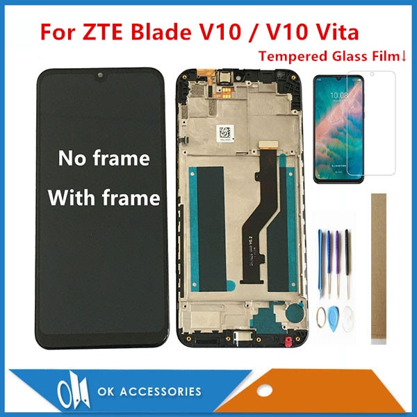 Tela lcd de 6.26 "original para zte blade v10/blade v10 vita, com sensor de vidro sensível ao toque quadro com kits