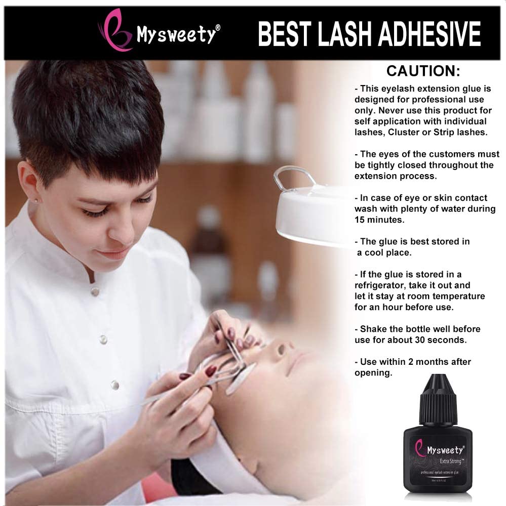 Colle noire pour extensions de cils, 10ml, Super adhésif pour utilisation professionnelle certifiée