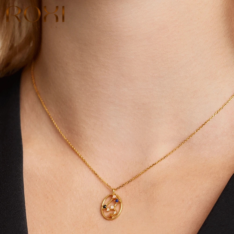 ROXI 12 costellazioni pendenti collane per donna argento Sterling 925 pendenti con collane in oro gioielli da donna a catena lunga girocollo