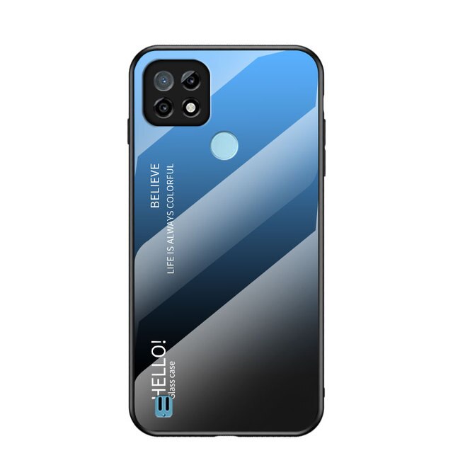 Luxe Gradiënt Gehard Glas Telefoon Case Voor Realme C21 Back Cover Hard Armor Bumper Voor Oppo Realme C21 C 21 6.5 ''RealmeC21: 6