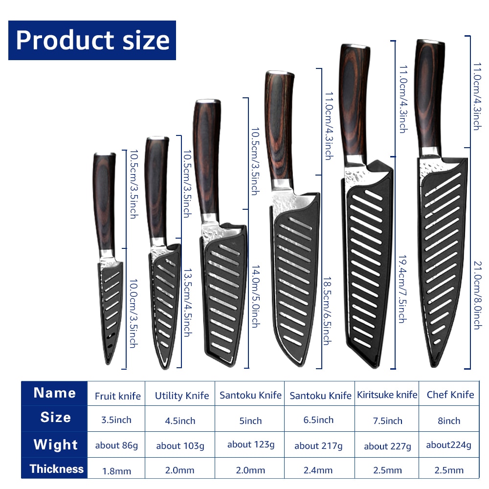 Kitchen Knife 8 inch Japanese Chef Knives 7CR17 440C High Carbon Stainless Steel Meat Cleaver Slicer Santoku Knife