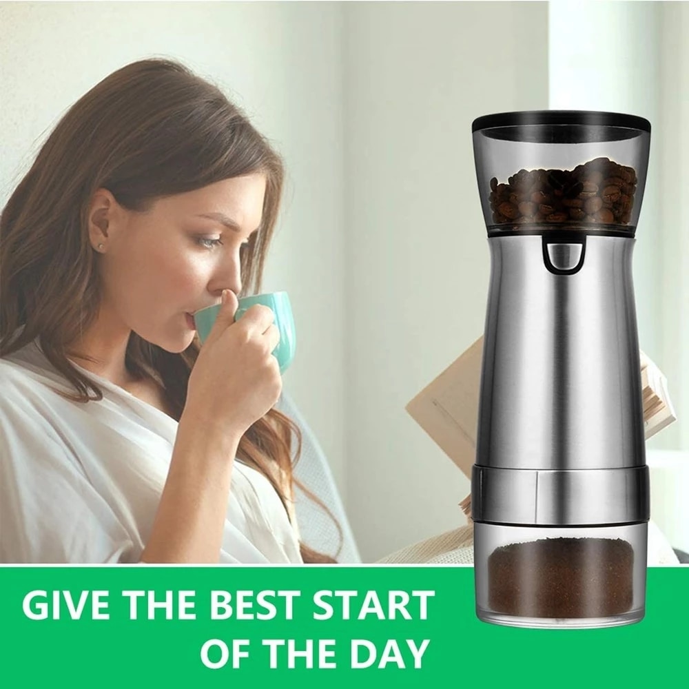 USB Rechargeable Coffee Grinder Electric Stainless Steel Adjustable Hand Grinder Coffee Machine Coffee Bean Grinders Kitchen Too