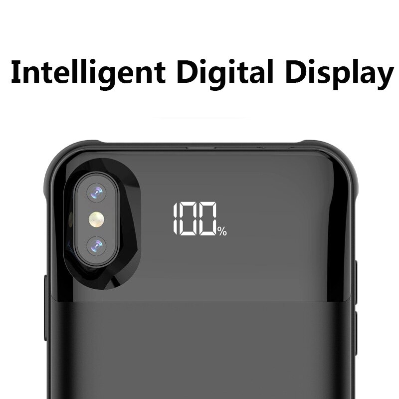 Funda de batería de carga para iPhone X XS XR XS Max, carcasa de batería de carga inalámbrica separada, carcasa de cargador de batería, pantalla Digital LED