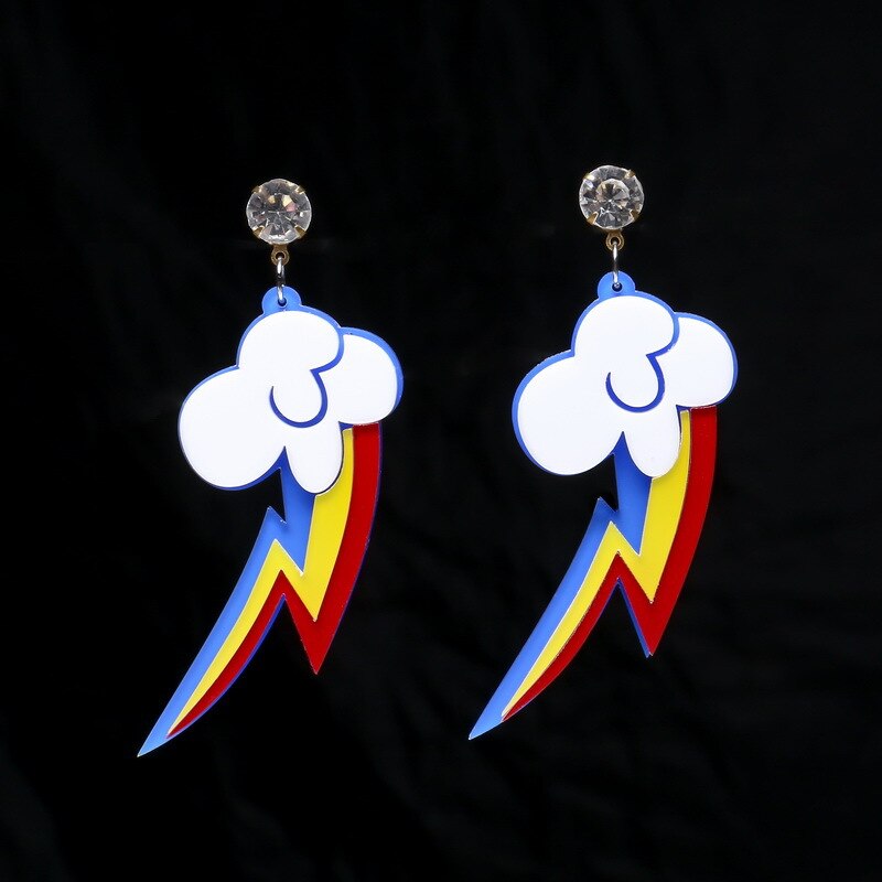 Donarsei moda colorido arco-íris brincos para as mulheres bonito dos desenhos animados nuvem coração gota balançar brincos presente: style 13