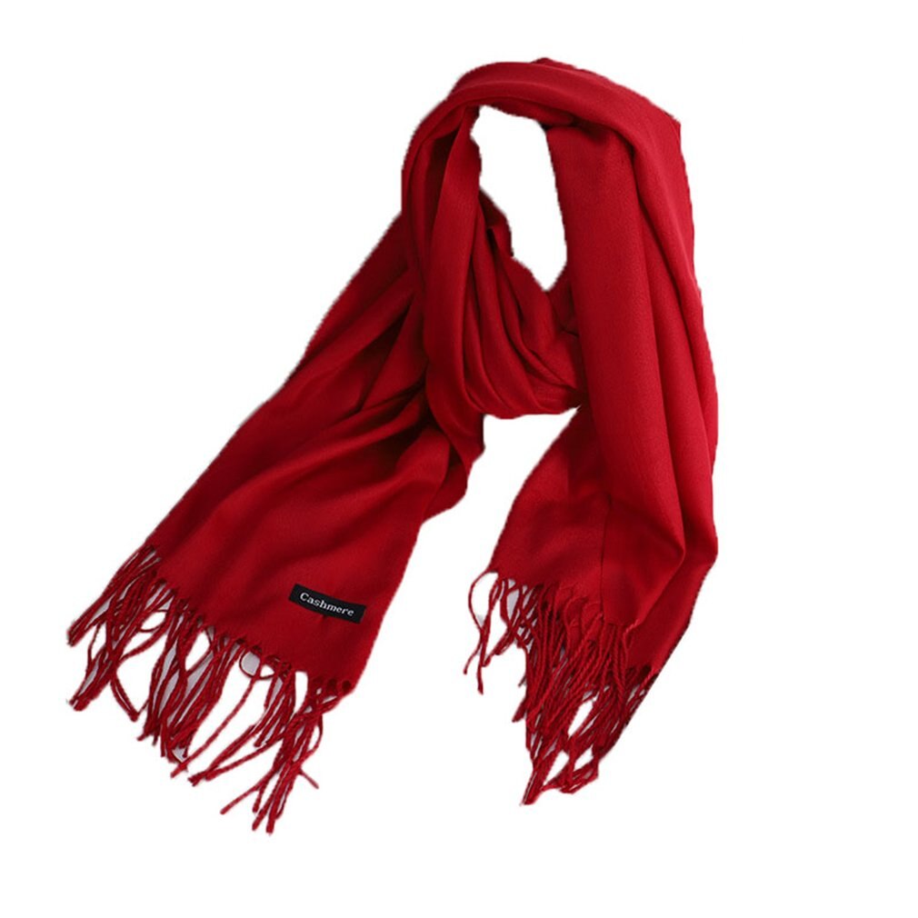 Zachte Kasjmier Sjaals Vrouwen Herfst Effen Kleur Wraps Dunne Lange Sjaal Met Kwastje Casual Lady Winter Vrouwelijke Sjaal: Rood