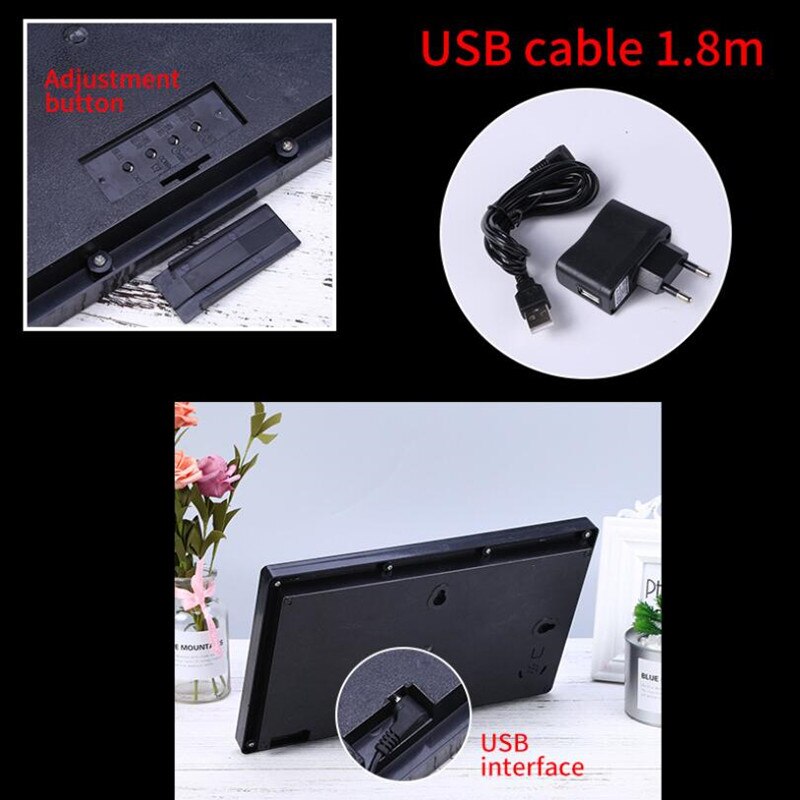 32x20x3CM Large Digital Wall Clock Alarm Hourly Chime Function Table Clock Calendar Temperature Electronic LED Clocks with Plug