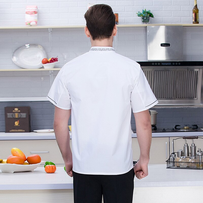 chef's short-sleeved summer short-sleeved restaurant hotel kitchen chef uniform summer wear overalls with short sleeves