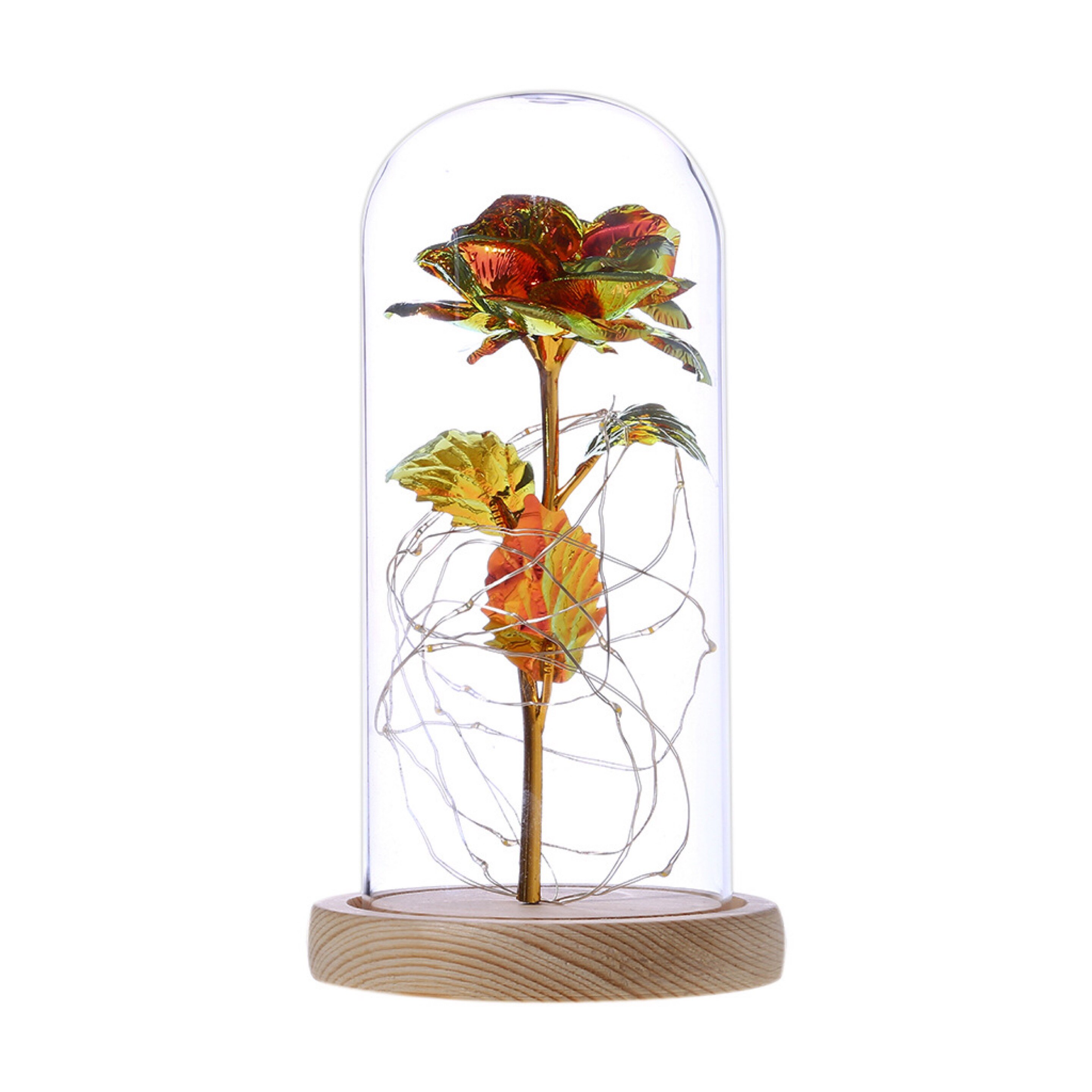 directe Galaxy Rose clignotant fleurs en flacon verre dôme pour saint valentin anniversaire décoration de mariage