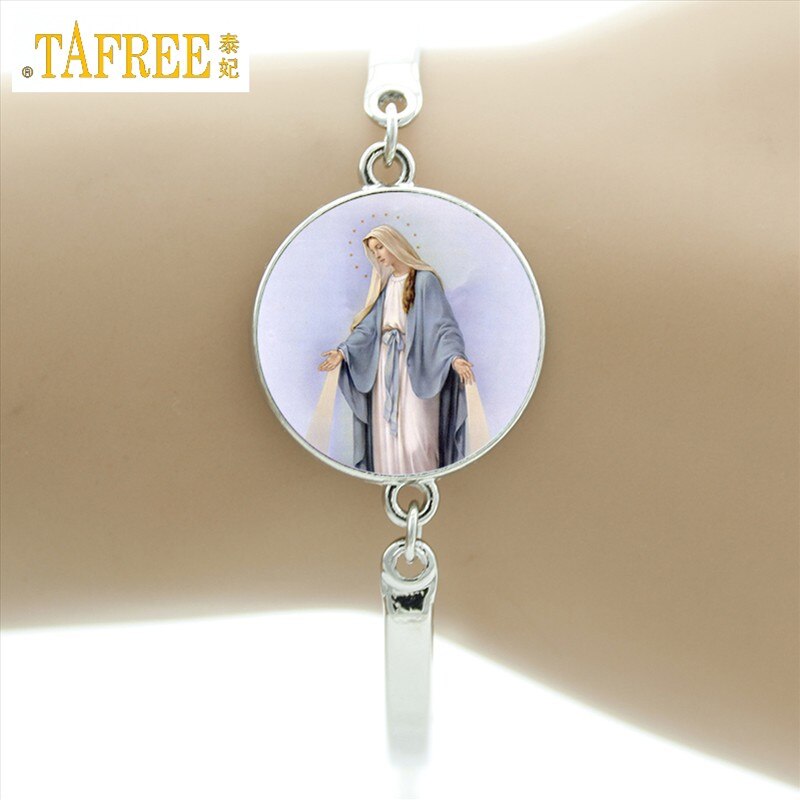 TAFREE marca nostra signora di glas bracciale vergine madre maria religiosa cattolica cupola di vetro braccialetto madonna gioielli con ciondoli D1010: VM35