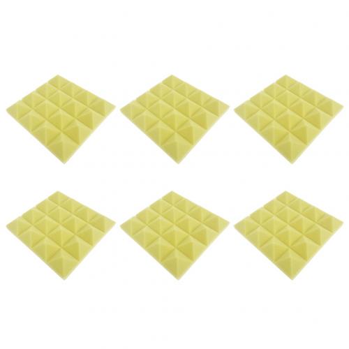6Pcs 25X25X5 Cm Piramide Studio Akoestische Panel Tegel Geluiddichte Foam Kussen Geluidsisolatie Absorptie geluid Absorberende Spons: Geel