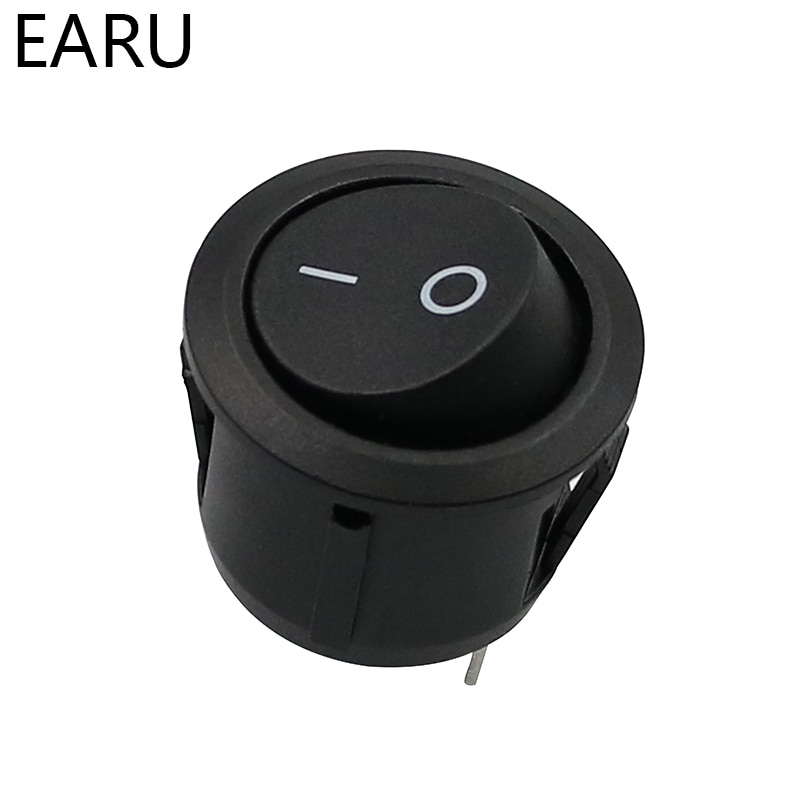 10Pcs AC 6A 10A 250V On Off Snap SPST Round Boat Rocker Switch Black 2Pin Power Switch Push Button Switch Black White Factory