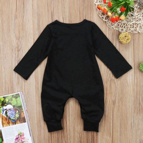 Fall Autumn 0-24M Infant Baby Boys MOM'S LITTLE BOY Letter Print Long Sleeve Romper Black Jumpsuit Outfit Clothes