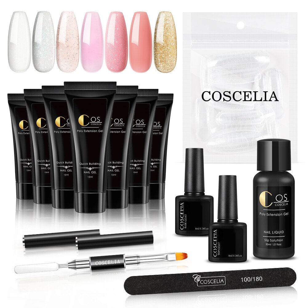 Manicure akryl poly negle gel kit sæt kunst dekorationer gel til forlængelse gel negle kit til negle: Sæt 04