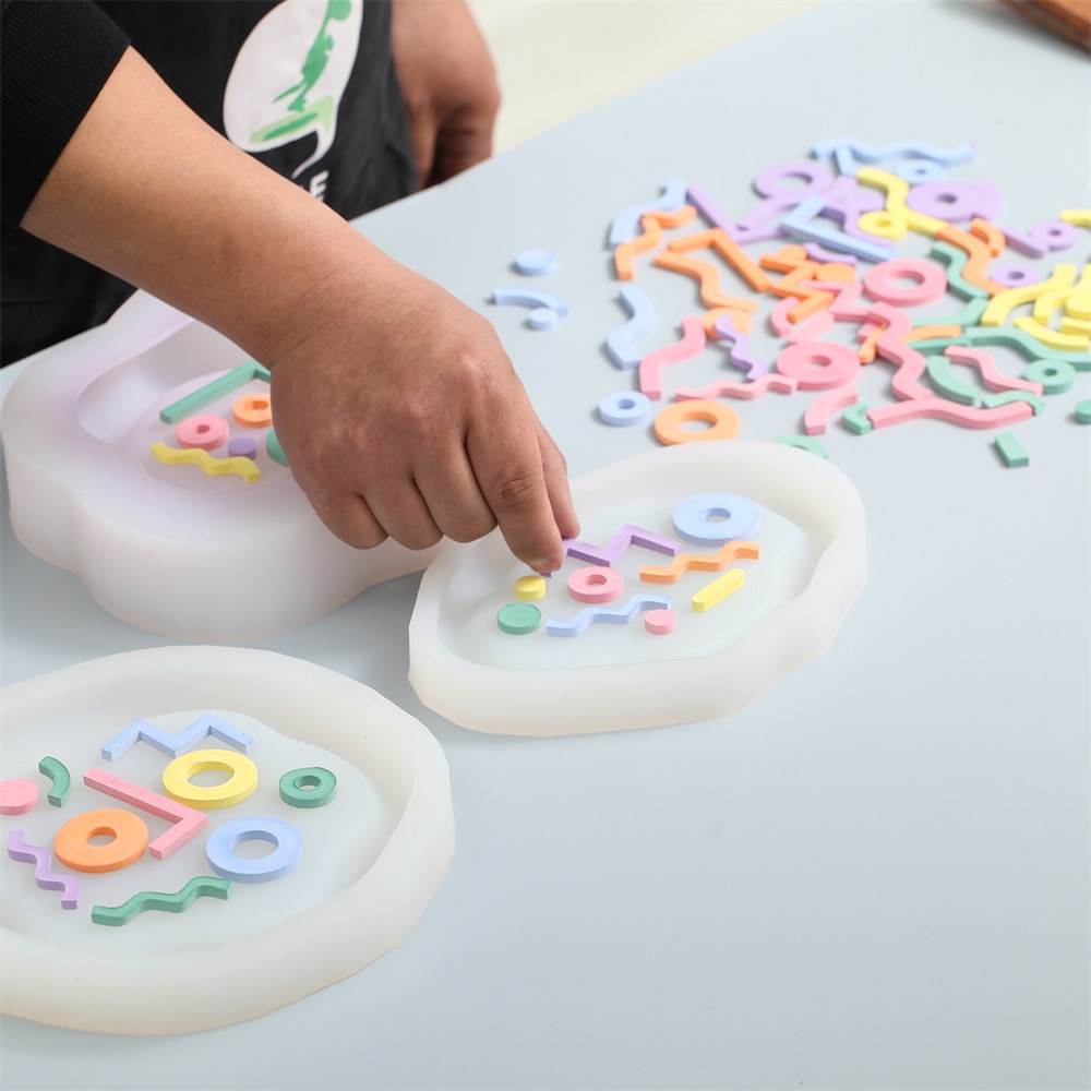 Geometrisk terrazzo bakke silikone forme jesmonite cement kits chips fremstilling af forme til hjemmet smykker nipsting dekorationsværktøj