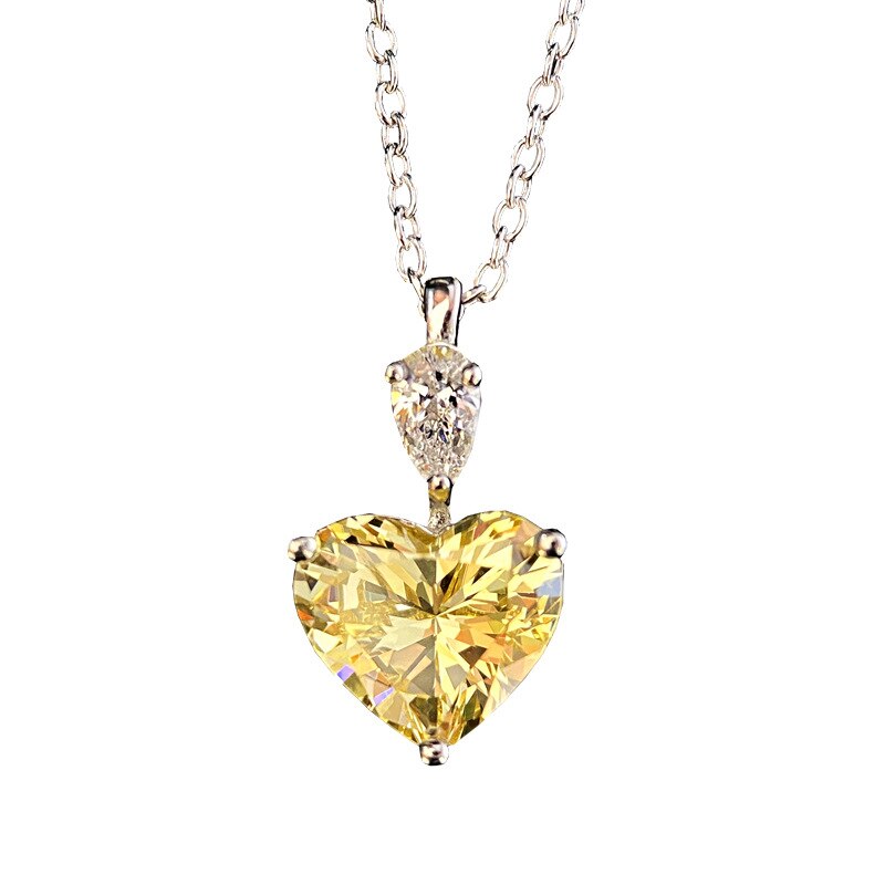 Pendentif coeur amour promesse 3t AAAAA cz en or blanc, collier de fiançailles, bijoux de pierres précieuses pour femmes