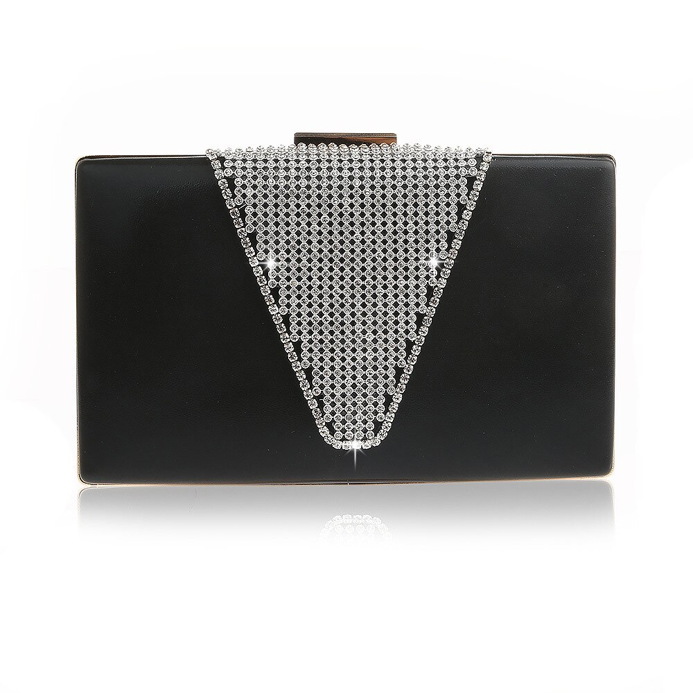 Women clutch bag luxury evening bags rhinestone bag simple bride bag dress brand handbag shoulder bags: Black