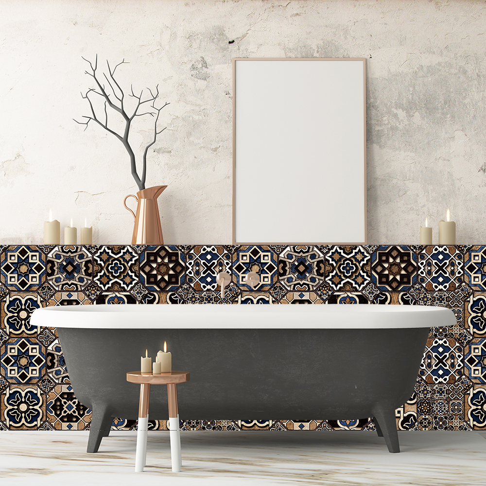 10cm/15cm/20cm Matte Tile Wall Sticker Transfers Covers Wear-resisting Waterpoof Bathroom Floor Decor Living Room Art Wallpaper