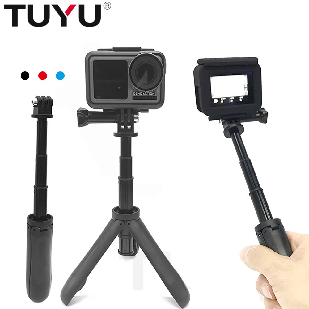TUYU-Mini trípode de montaje para palo de Selfie, monopié de mano extensible para Gopro Hero 6 5, SJCAM, Xiaomi YI 4k, H9R, Sony, DJI, cámara deportiva