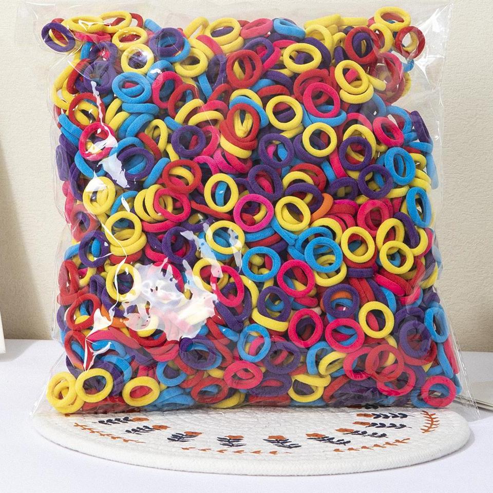 100/300/500pcs Girls Elastic Hair Bands Children Ponytail Hold Hair Tie Rubber Band Scrunchie Kids Hair Accessories for women: L / Dark Grey