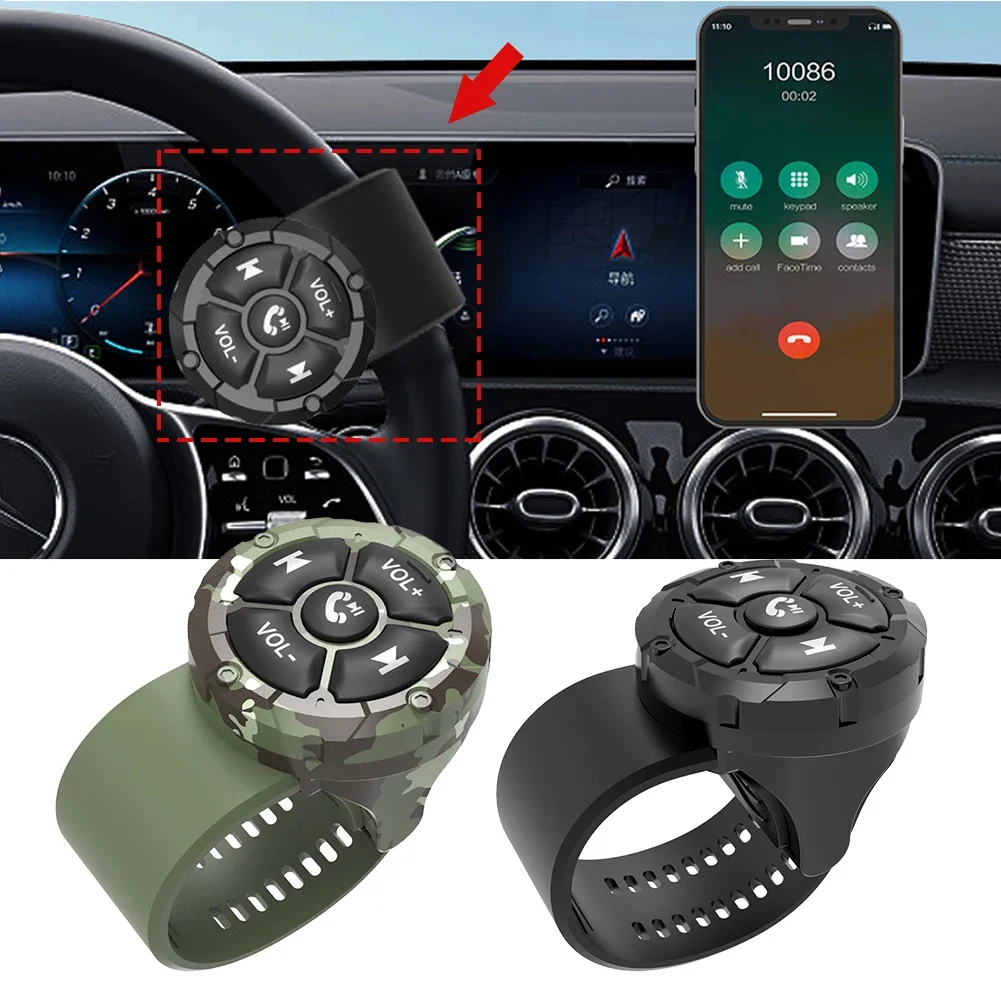 Pulsante multimediale Bluetooth telecomando IPX6 tipo cinturino impermeabile controllore senza fili per volante per auto, bici, moto