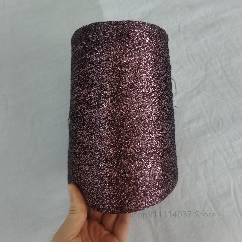 Hilo de ganchillo para tejer a mano, hilo fino hueco, oro, plata, seda brillante, metalizado, hilo aguja, artesanal, bolsa de oso hecho a mano, 500g: Red-brown 500g