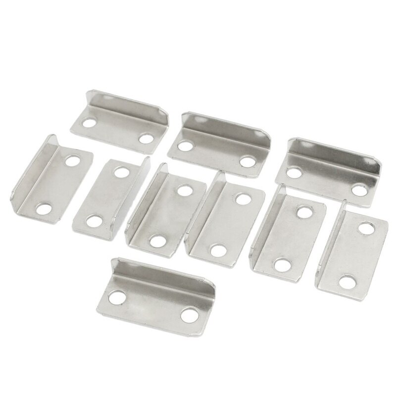 -10 Pcs Home Office Silver Tone Metal Right Angle Drawer Lock Strike Plate: Default Title