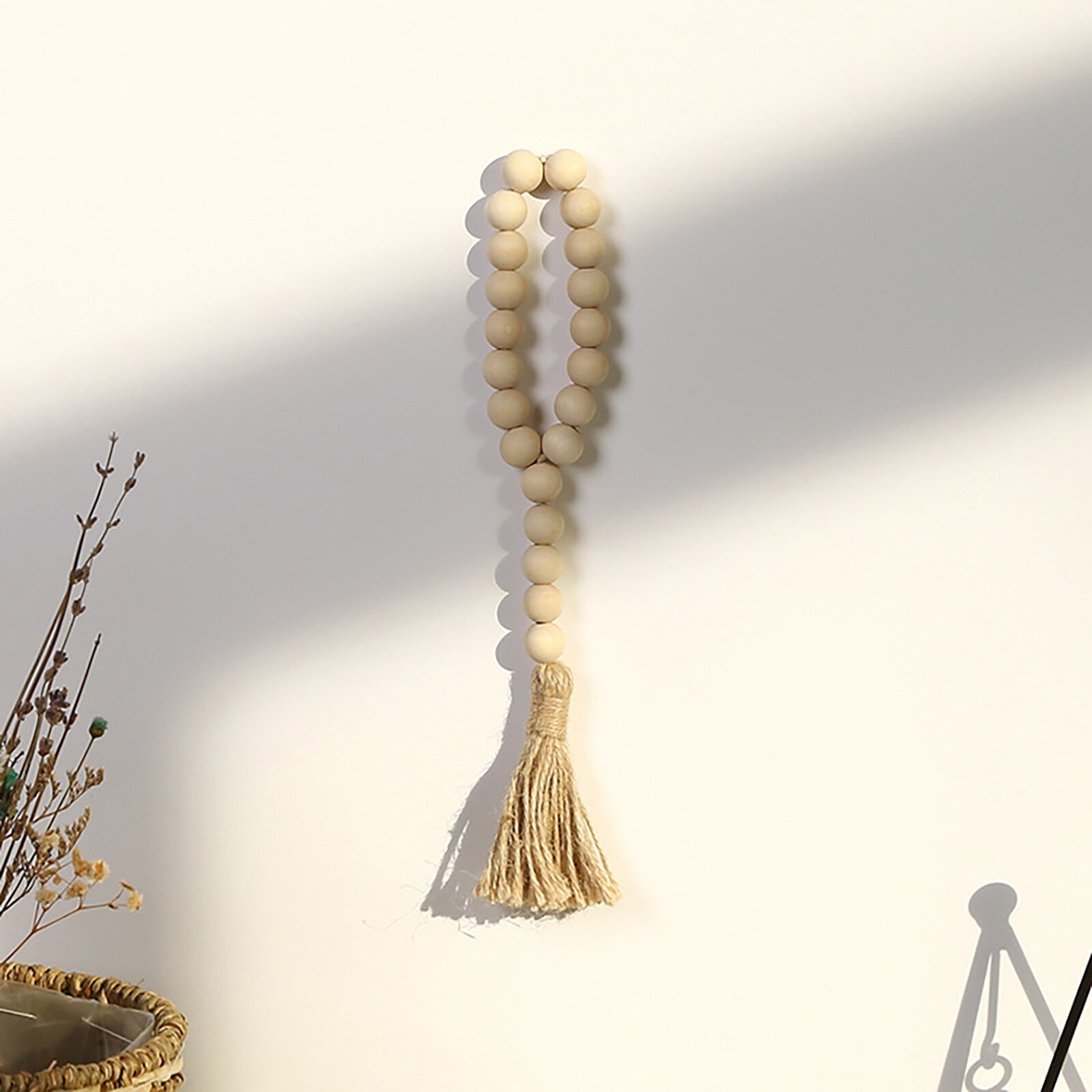 Bohemian Style Tassel Natural Wood Bead Garland Large Wall Hanging Decoration Hanging Decorations Home Decorations Garden Decor